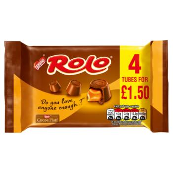 Rolo Milk Chocolate & Caramel Tube Multipack 41.6g 4 Pack PMP £1.50