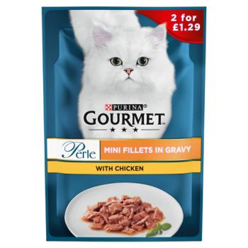 GOURMET Perle Mini Fillets in Gravy Chicken Wet Cat Food 85g PMP