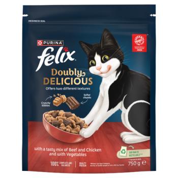 FELIX Doubly Delicious Beef, Chicken & Veg Dry Cat Food 750g