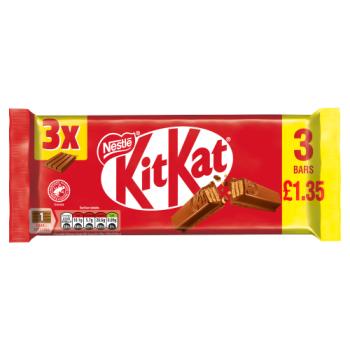 KitKat 4 Finger Milk Chocolate Bar 3 Pack Multipack 124.5g PMP £1.35