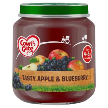 Cow & Gate Tasty Apple & Blueberry Fruit Puree Jar 125g