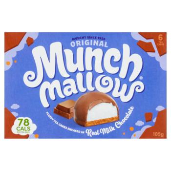 Munchmallow Original Fluffy 6 Tea Cakes Encased in Real Milk Chocolate 105g