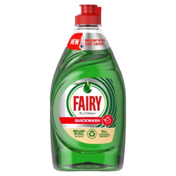 Fairy Platinum Quickwash Original Washing Up Liquid With Up To 3X Faster Tough Grease Cleaning 383ml