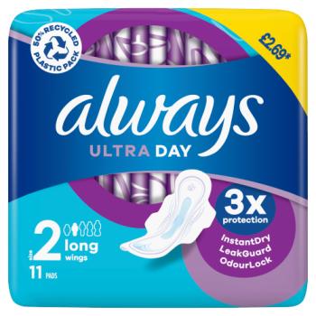 Always Ultra Day Sanitary Towels Long (Size 2) Wings 11 Pads