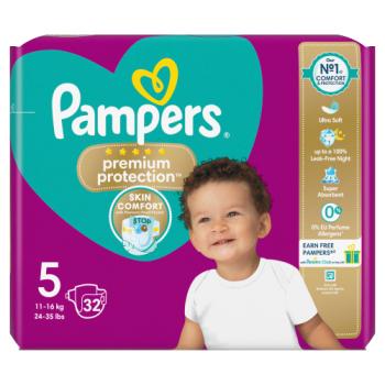 Pampers Premium Protection Size 5, 32 Nappies, 11kg-16kg