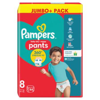 Pampers Baby-Dry Nappy Pants Size 8, 44 Nappies, 17kg+