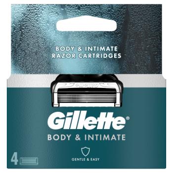 Gillette Body and Intimate Razor Cartridges, 4 Blade Refills, Dermatologist Tested, With Lubrastrip