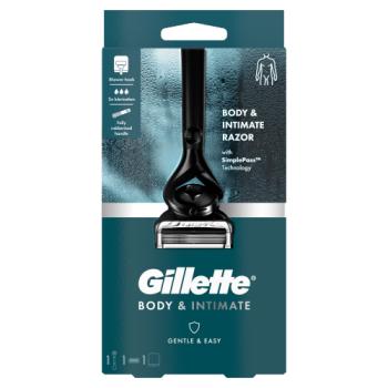 Gillette Body and Intimate Razor for Men, Designed For Pubic Hair, 1 Razor Handle, 1 Blade Refill