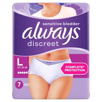 Always Discreet Incontinence Pants Women, L, 7 Pants