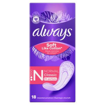 Always Soft Like Cotton Normal Panty Liners 18 Liners, 0% perfume