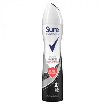 Sure Invisible Anti-perspirant Aerosol Antibacterial 250ml 