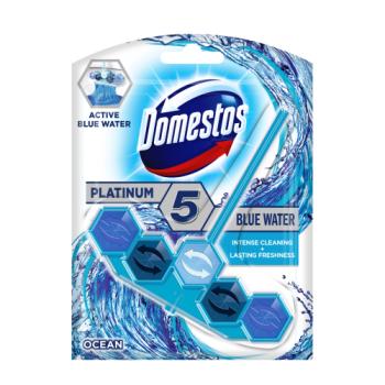 Domestos Platinum 5 Toilet Rim Block Blue Water Ocean 55 g 1 pack