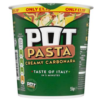 Pot Noodle Pot Pasta instant hot snack Creamy Carbonara 55g 
