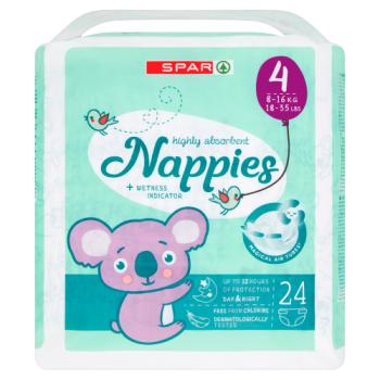 SPAR Nappies Size 4 8-16kg 18-35lbs 24 Nappies