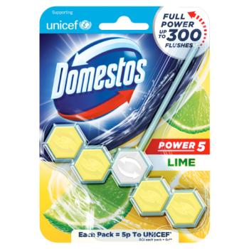 Domestos Power 5 Toilet Rim Block Lime 55g 