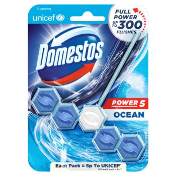Domestos Power 5 Toilet Rim Block Ocean 55g 