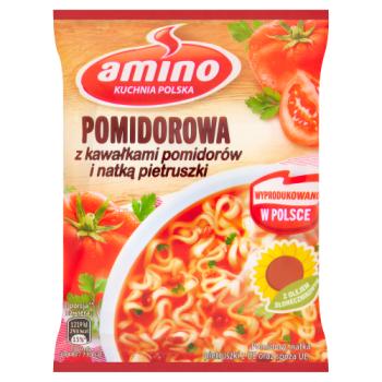 Amino Tomato Instant Noodle Soup with Tomato Pieces and Parsley Leaf 61g