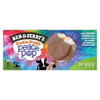 Ben & Jerry's Ice Cream Lolly Cookie Dough Peace Pop 3 x 80ml 