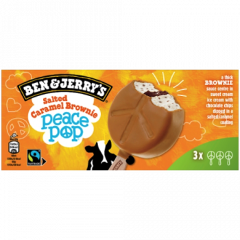 Ben & Jerry's Salted Caramel Brownie Peace Pop Ice Cream Stick 3 x 80ml