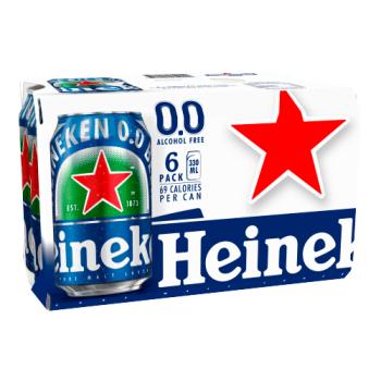 Heineken 0.0 Alcohol Free Pure Malt Lager Beer Cans 6 x 330ml