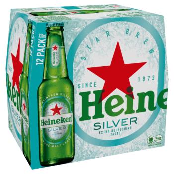 Heineken Silver Beer Lager 12 X 330ml Bottles