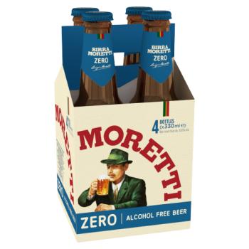 Birra Moretti Zero Alcohol Free Beer Bottles 4 x 330ml