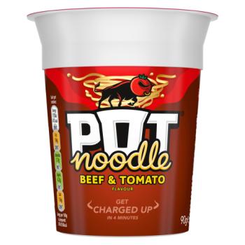 Pot Noodle  Vegetarian Instant Snack Beef and Tomato 90g 