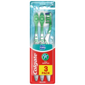 Colgate Max White Medium Manual Toothbrush x3