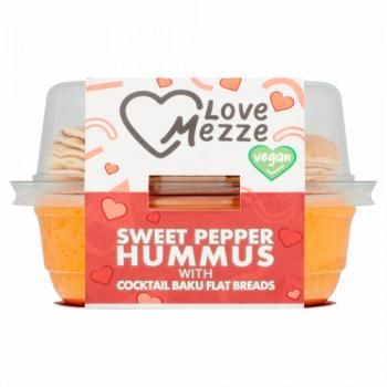 Love Mezze Sweet Pepper Hummus with Cocktail Baku Flat Breads 130g