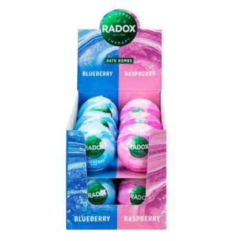 Multi Branded RADOX Mineral Therapy Mixed Bath Bomb Case Blueberry & Raspberry 12 x 100 g 