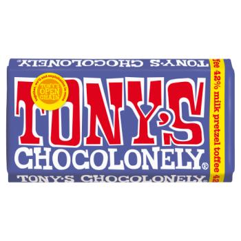 Tony's Chocolonely Fairtrade Dark Milk Chocolate Pretzel Toffee 42% 180g