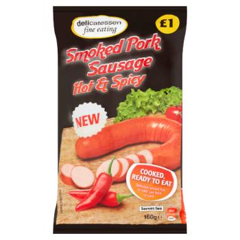Delicatessen Fine Eating Smoked Pork Sausage Hot & Spicy 160g