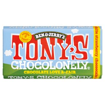 Tony's Chocolonely Ben & Jerry's Chocolate Love A-Fair White Strawberry Cheesecake 180g