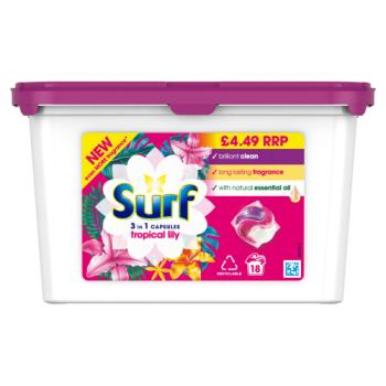 Surf  Washing Capsules Tropical Lily 3 in 1 Capsules 18 washes 