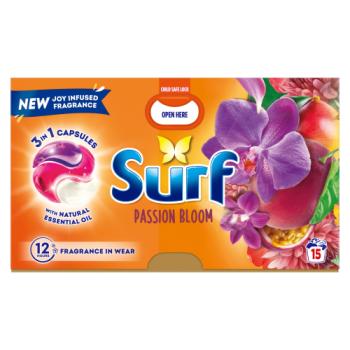 Surf 3 in 1 Laundry Washing Detergent Capsules Passion Bloom 15 washes 