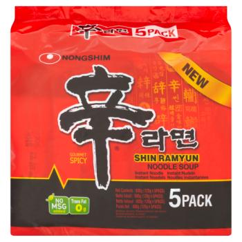 Nongshim Shin Ramyun Noodle Soup Gourmet Spicy 5 x 120g (600g)