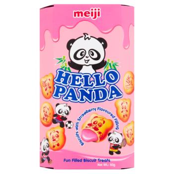Meiji Hello Panda Biscuits with Strawberry Flavoured Filling 50g