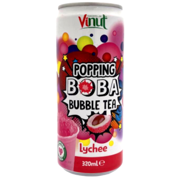 Vinut Popping Boba Lychee Bubble Tea 320ml 