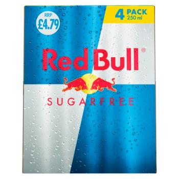 Red Bull Energy Drink Sugar Free 4 x 250ml PM £4.79