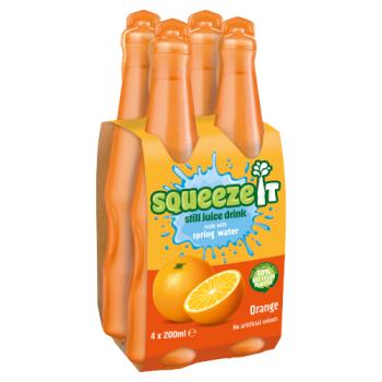 Squeeze It Still Juice Drink Orange 4 x 200ml