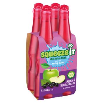 Squeeze It Still Juice Drink Apple & Blackcurrant 4 x 200ml