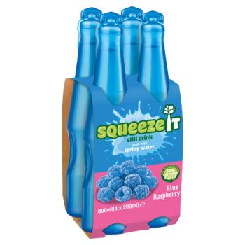 Squeeze It Blue Raspberry Still Drink 4 x 200ml (800ml)