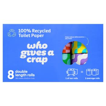 Who Gives a Crap Toilet Paper 8 Double Length Rolls