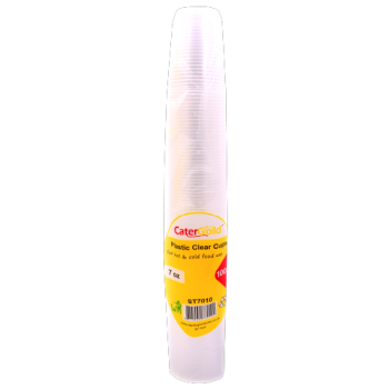 Cater Gold Plastic Clear Cups 100pk 